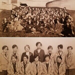 1920s 2 Vintage Photos of Women From Penn State College ~7"x4.5"
